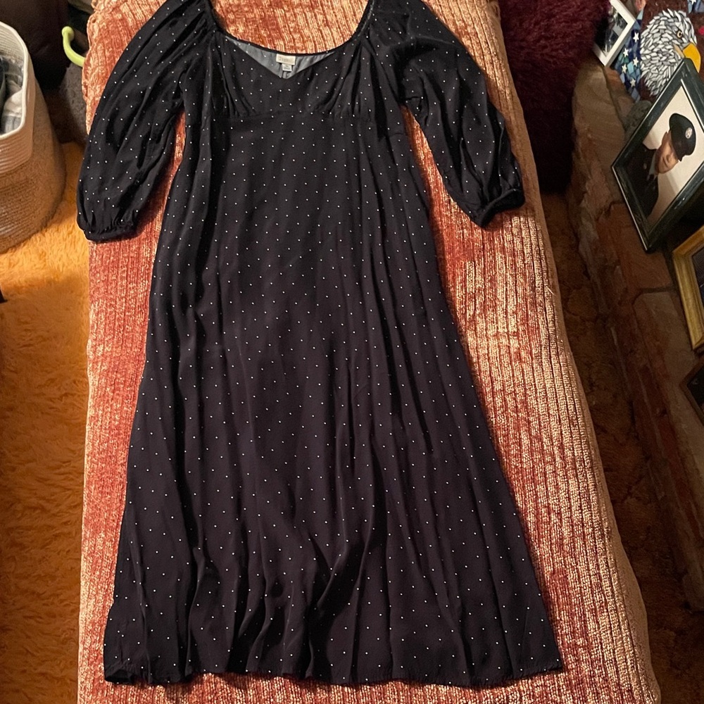 A NEW DAY brand black Long Sleeve Dress with White Dots